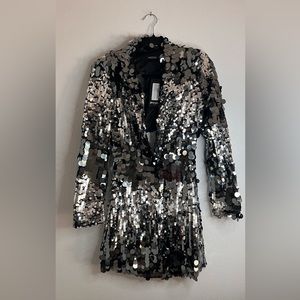 NEW WITH TAGS NASTY GAL SEQUINS OPEN BACK BLAZER DRESS SIZE 0 sold out